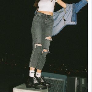 BDG high waisted washed black jeans